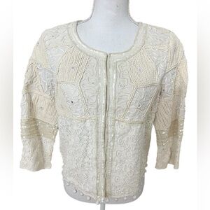 Ivory Lace Sequinned Jacket
